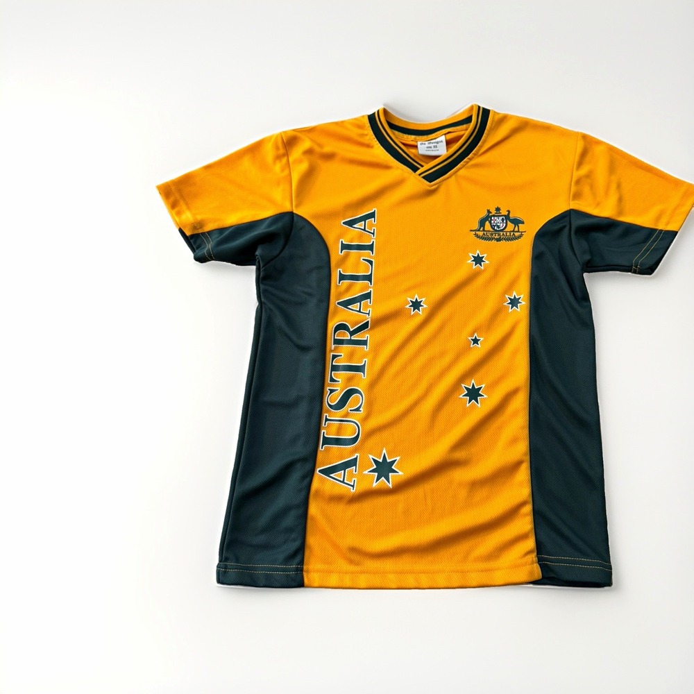 Oz Designs Australia Team Soccer Jersey Shirt Size XS Yellow Green